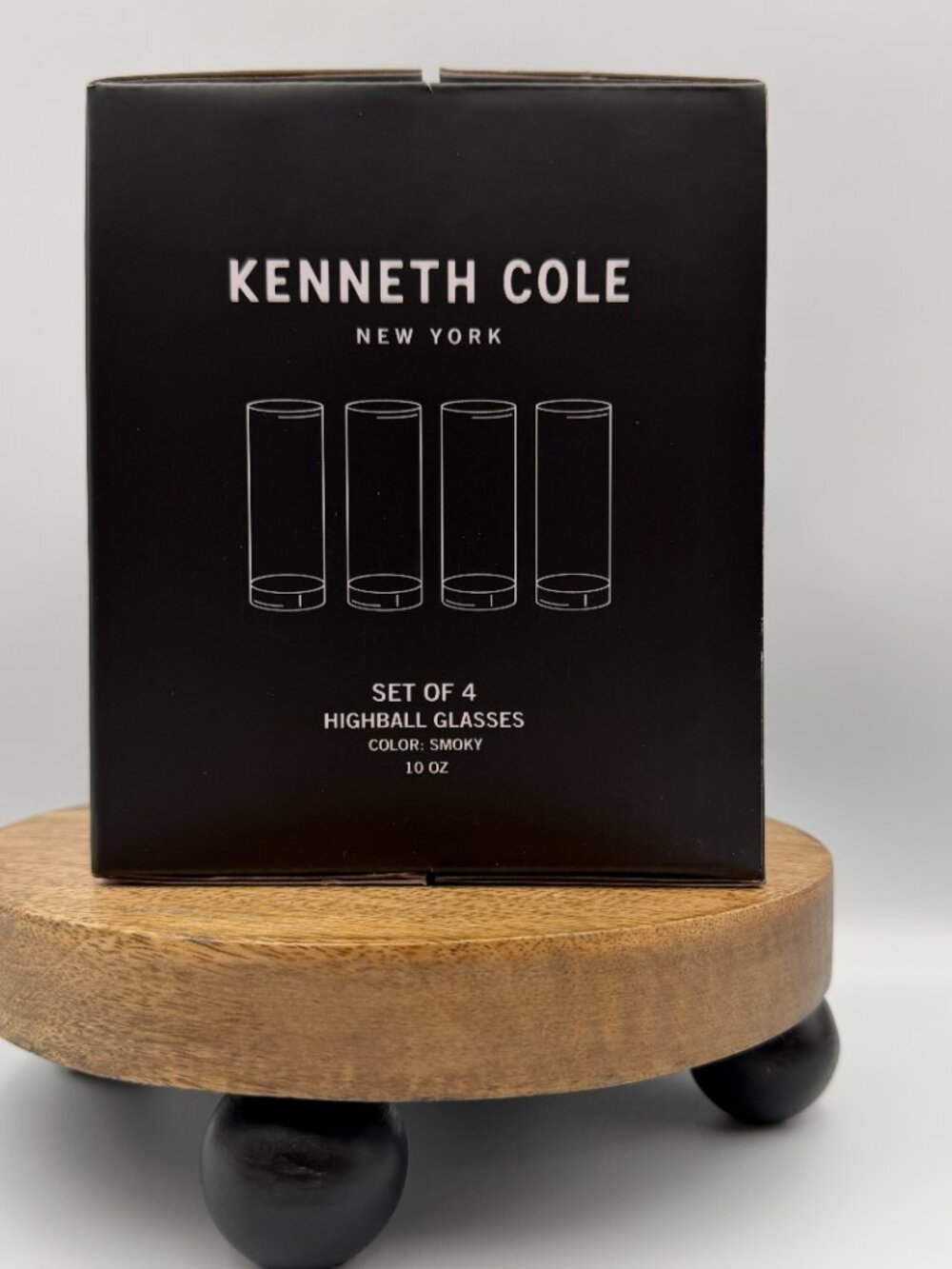 Kenneth Cole Highball Glasses Set of 4 Smokey Gradient 10 Oz NIB - Picture 5 of 10